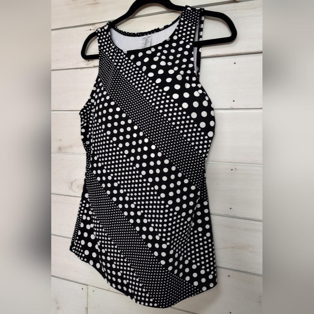 Lands' End Black and White Polka Dot Tankini - Picture 2 of 6